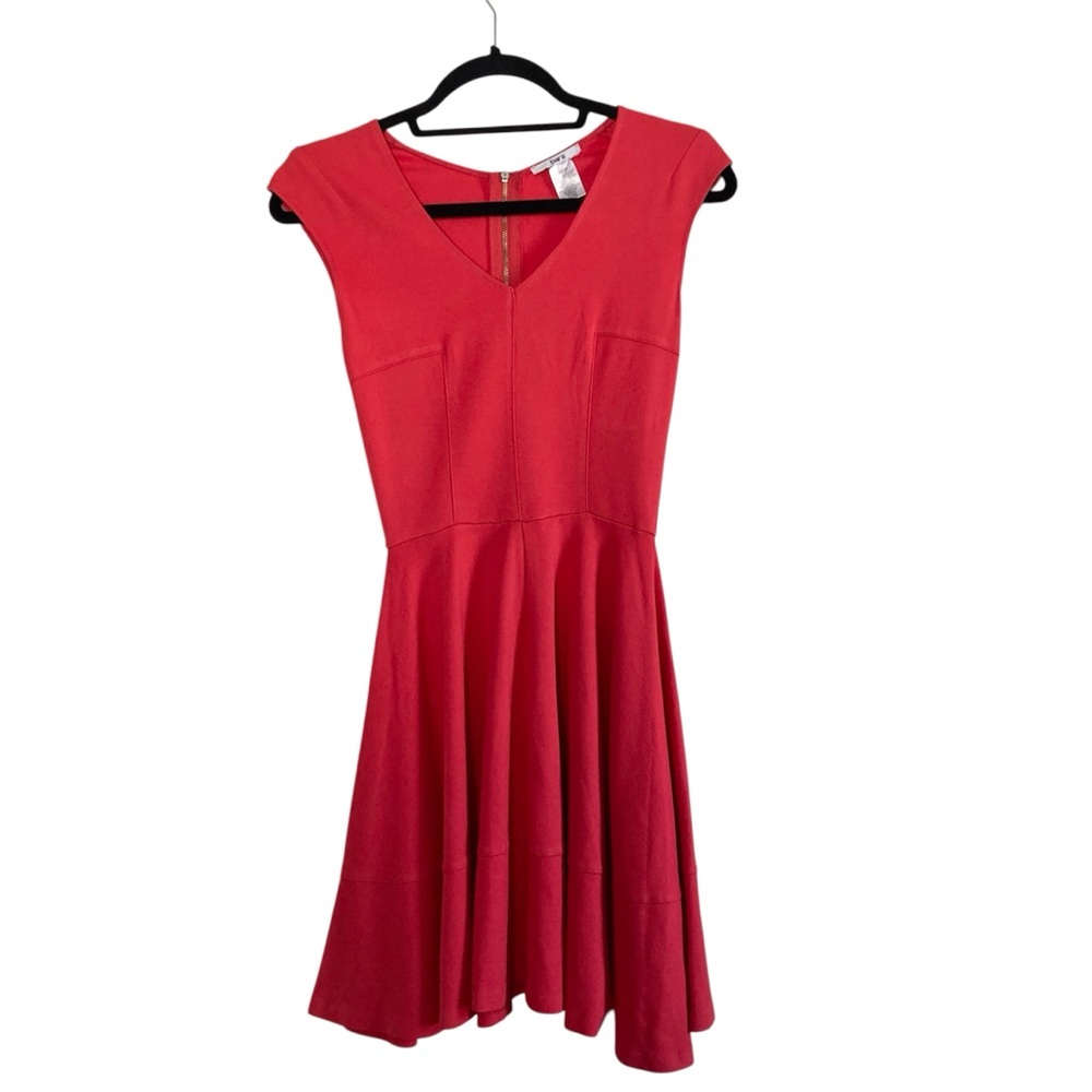 Bar III Red Fit Flare Mini Dress V-Neck Cocktail Wedding Guest Party